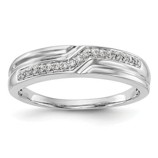 0.10ct. CZ Solid Real 14K White Gold Men's Wedding Band Ring