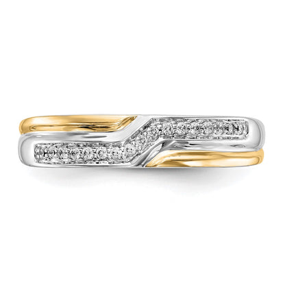 0.10ct. CZ Solid Real 14K White Gold w/ yellow gold accents Men's Wedding Band Ring