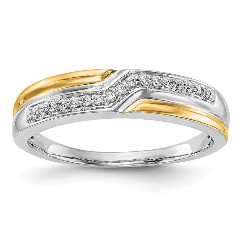14K White Gold w/ yellow gold accents Real Diamond Men's Band