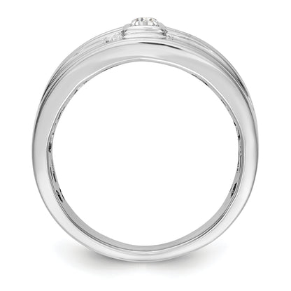 0.08ct. CZ Solid Real 14K White Gold Men's Wedding Band Ring