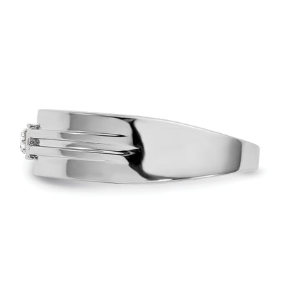 0.08ct. CZ Solid Real 14K White Gold Men's Wedding Band Ring