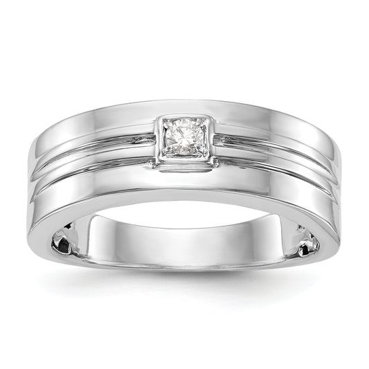 0.08ct. CZ Solid Real 14K White Gold Men's Wedding Band Ring