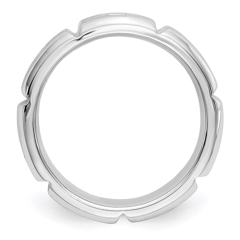 14K White Gold Real Diamond Men's Band