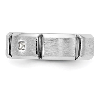 14K White Gold Real Diamond Men's Band