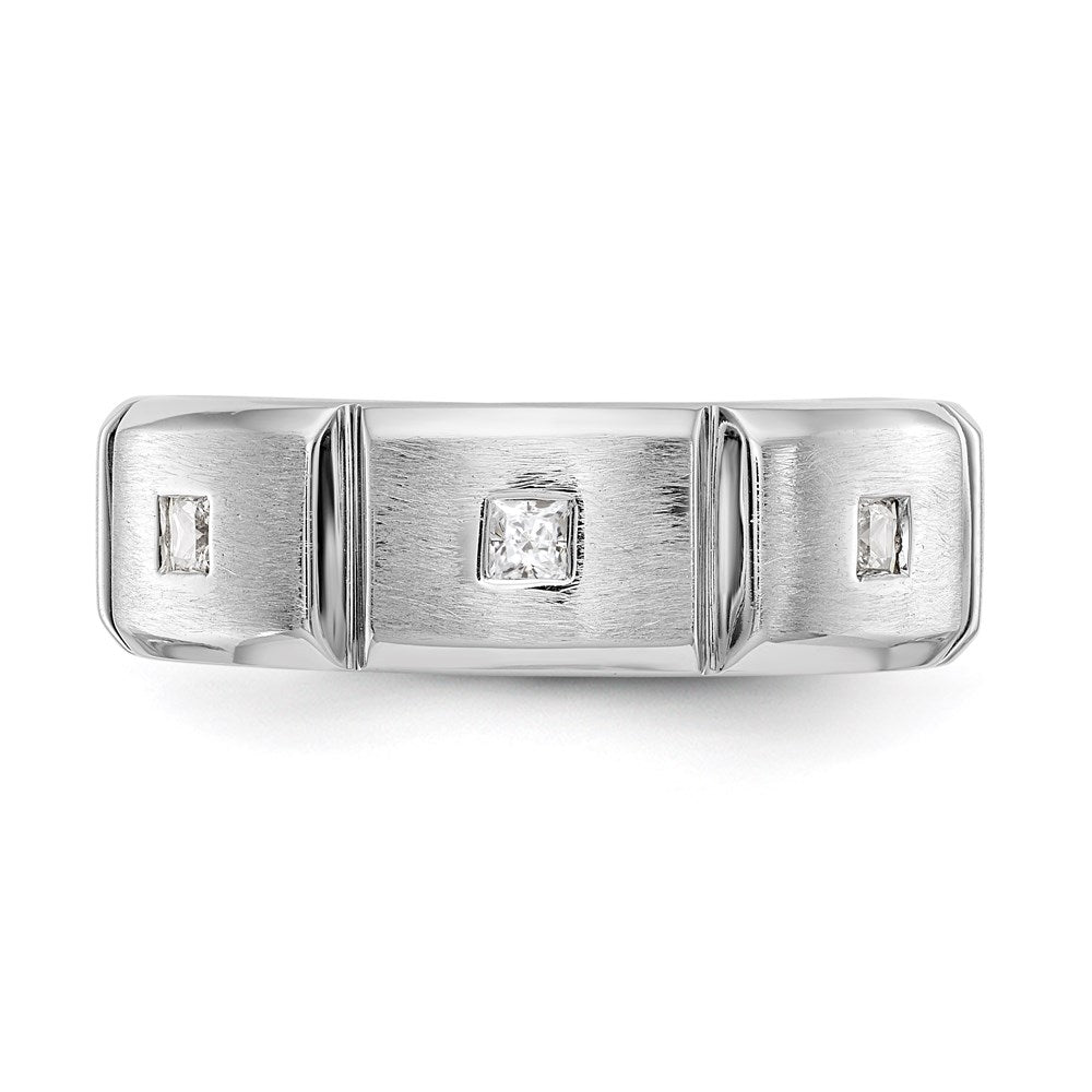 14K White Gold Real Diamond Men's Band