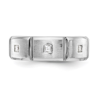 14K White Gold Real Diamond Men's Band