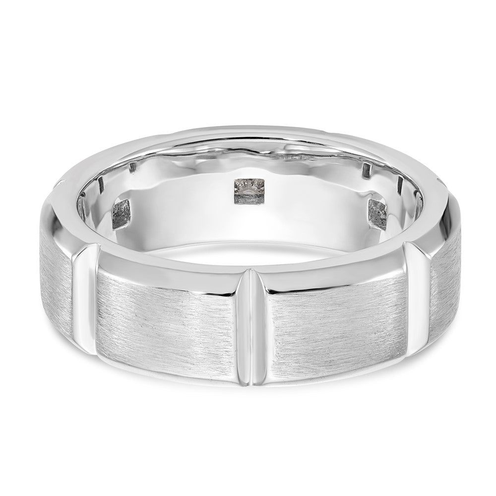 14K White Gold Real Diamond Men's Band