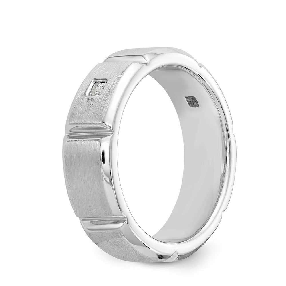 14K White Gold Real Diamond Men's Band