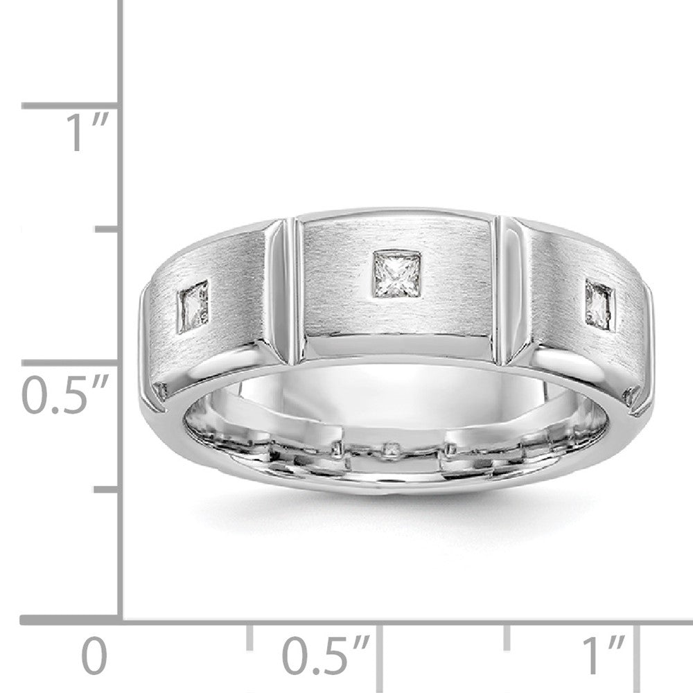 14K White Gold Real Diamond Men's Band
