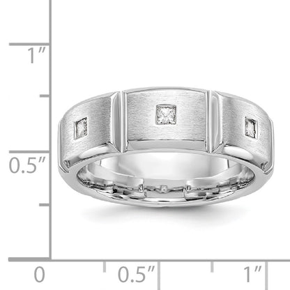 14K White Gold Real Diamond Men's Band