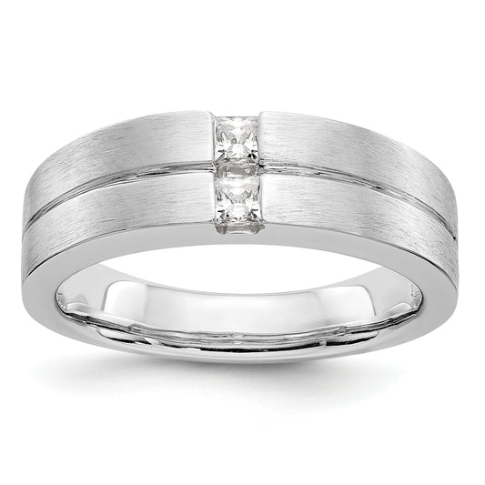 0.24ct. CZ Solid Real 14K White Gold Men's Wedding Band Ring
