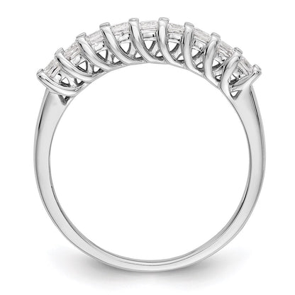 14K White Gold 9-Stone Real Diamond Band