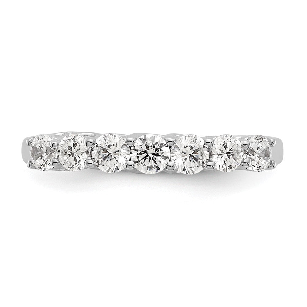14k White Gold 7-Stone Shared Prong 7/8 carat Complete Round Diamond Band