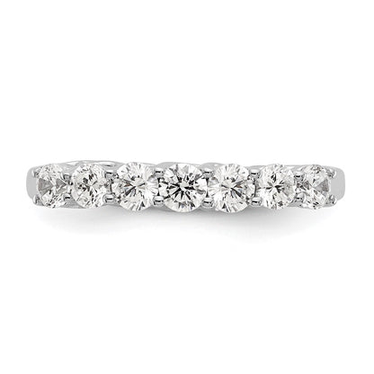 14k White Gold 7-Stone Shared Prong 7/8 carat Complete Round Diamond Band