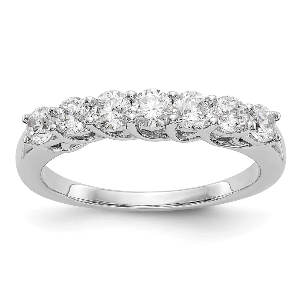 14K White Gold 7-Stone Real Diamond Band