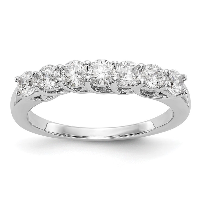 14K White Gold 7-Stone Real Diamond Band