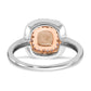 14k White & Rose Gold Morganite/Amethyst/Diamond Cushion Shape Ring