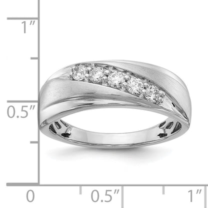 14k White Gold Polished & Satin Real Diamond Ring