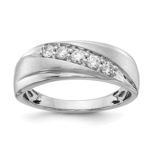 0.38ct. CZ Solid Real 14k White Gold Polished & Satin Ring