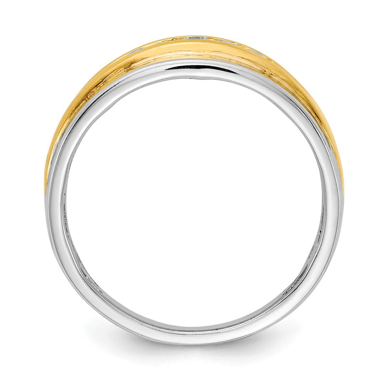 14k White & Yellow Gold Real Diamond Mens Ring