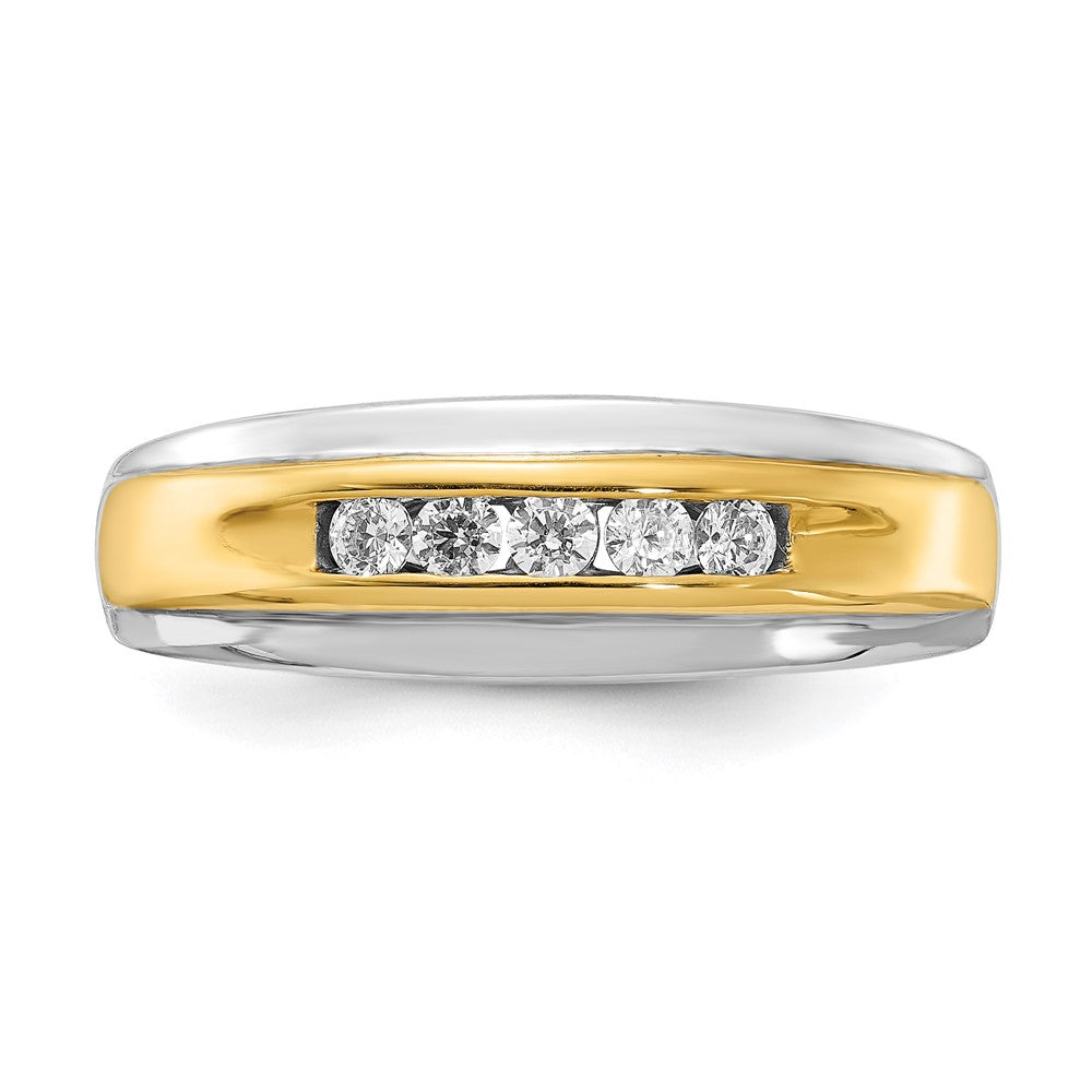 14k White & Yellow Gold Real Diamond Mens Ring