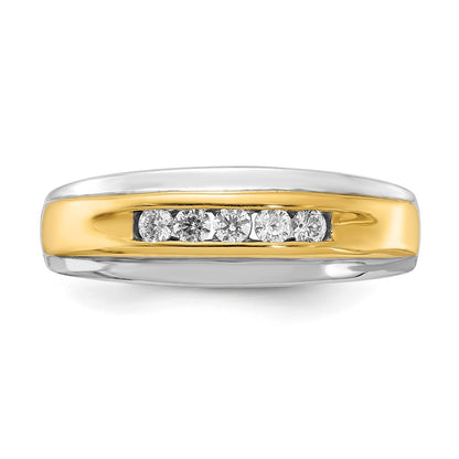 14k White & Yellow Gold Real Diamond Mens Ring