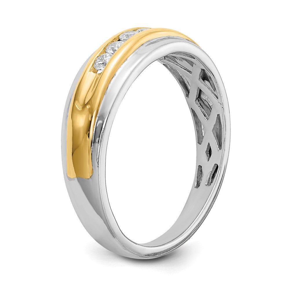 14k White & Yellow Gold Real Diamond Mens Ring