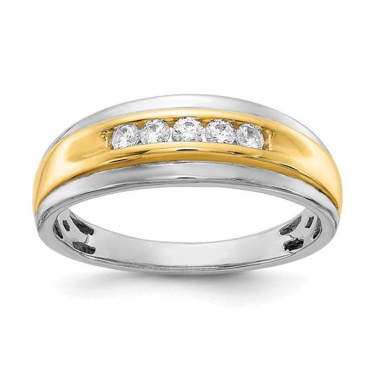 14k White & Yellow Gold Real Diamond Mens Ring