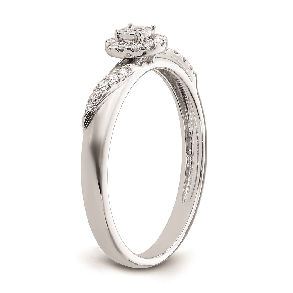 14K White Gold Complete Real Diamond Trio Engagement Ring