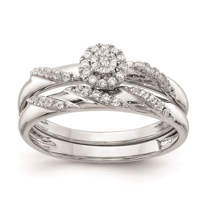 14K White Gold Complete Real Diamond Trio Engagement Ring