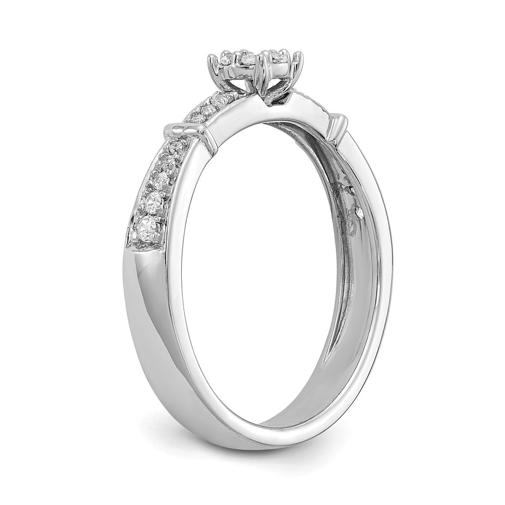 14K White Gold Complete Real Diamond Trio Engagement Ring