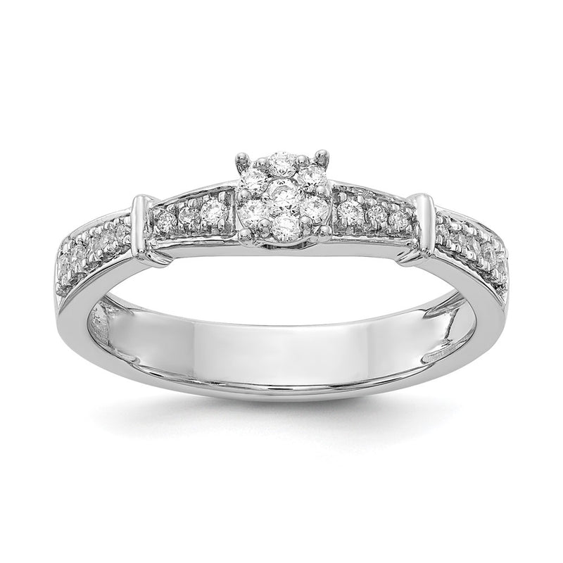 14K White Gold Complete Real Diamond Trio Engagement Ring
