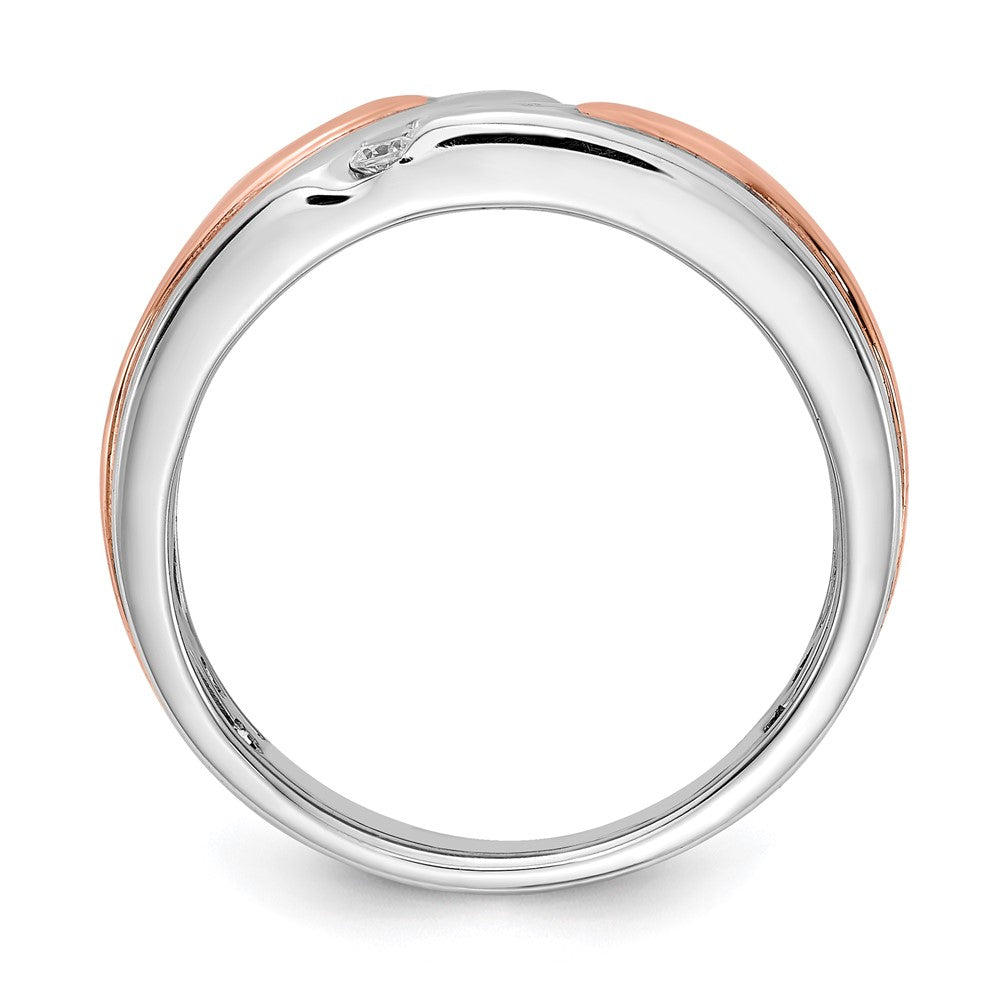 14k White & Rose Gold Real Diamond Band
