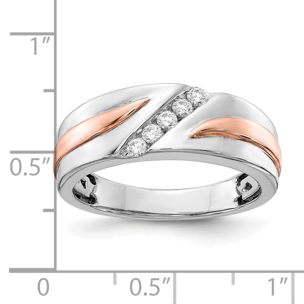 0.20ct. CZ Solid Real 14k White & Rose Gold Wedding Band Ring