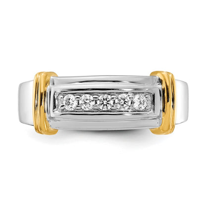 0.25ct. CZ Solid Real 14k White & Yellow Gold Men's Ring