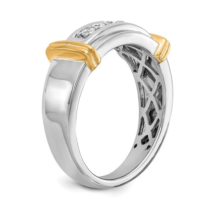 0.25ct. CZ Solid Real 14k White & Yellow Gold Men's Ring