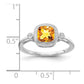 14k White Gold Cushion Citrine and Real Diamond Ring