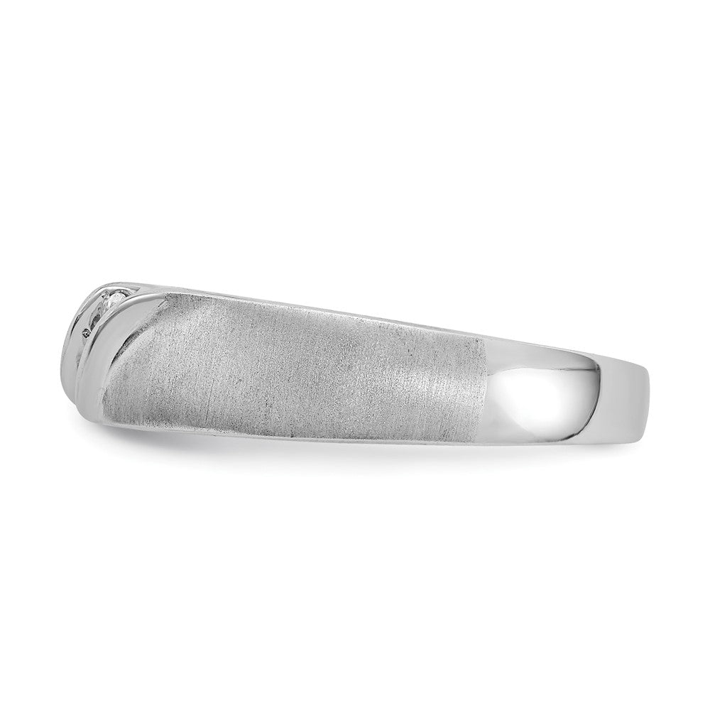 0.09ct. CZ Solid Real 14k White Gold Satin Men's Ring