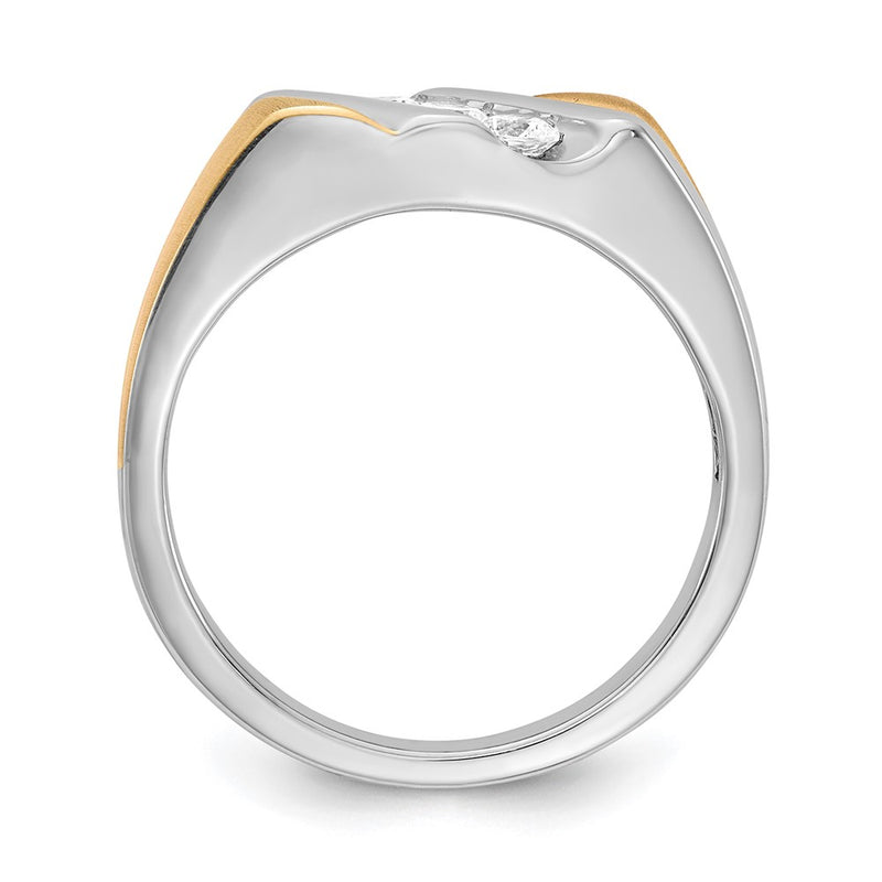 14k White & Yellow Gold Real Diamond Men's Ring