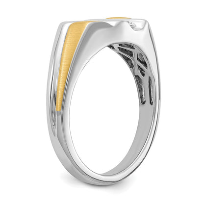 0.38ct. CZ Solid Real 14k White & Yellow Gold Men's Ring
