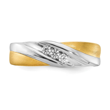 0.16ct. CZ Solid Real 14k White & Yellow Gold Men's Ring