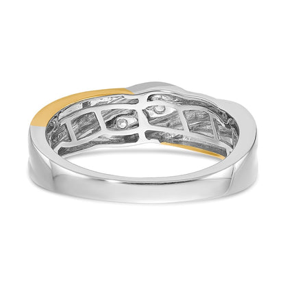 0.16ct. CZ Solid Real 14k White & Yellow Gold Men's Ring