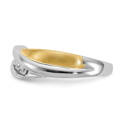 0.25ct. CZ Solid Real 14k White & Yellow Gold Men's Ring