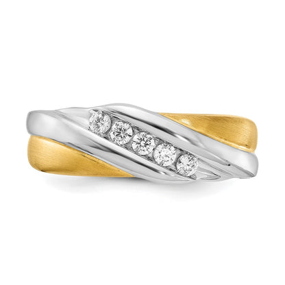 0.25ct. CZ Solid Real 14k White & Yellow Gold Men's Ring