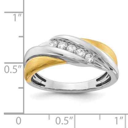 0.25ct. CZ Solid Real 14k White & Yellow Gold Men's Ring