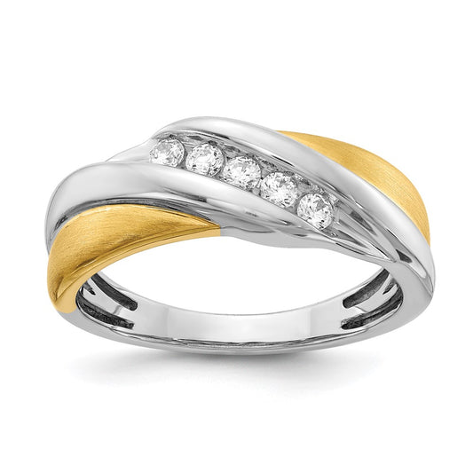 14k White & Yellow Gold Real Diamond Men's Ring