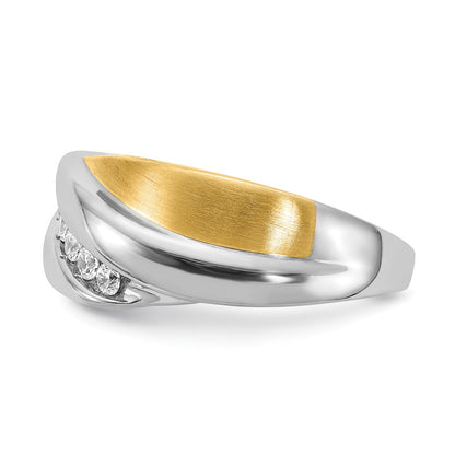 0.33ct. CZ Solid Real 14k White & Yellow Gold Men's Ring