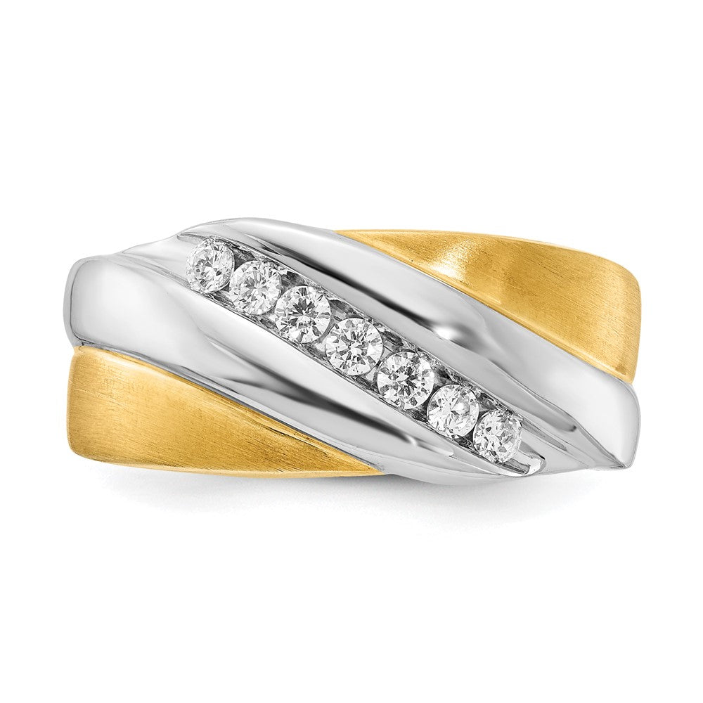 0.33ct. CZ Solid Real 14k White & Yellow Gold Men's Ring