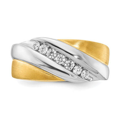 0.33ct. CZ Solid Real 14k White & Yellow Gold Men's Ring