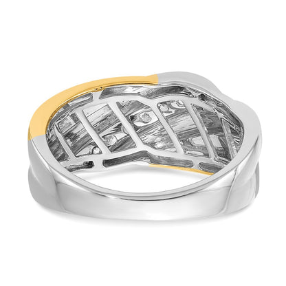 0.33ct. CZ Solid Real 14k White & Yellow Gold Men's Ring